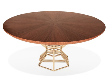 THE GRAAL - Round wood veneer table with brass base by ROYAL STRANGER - view 3